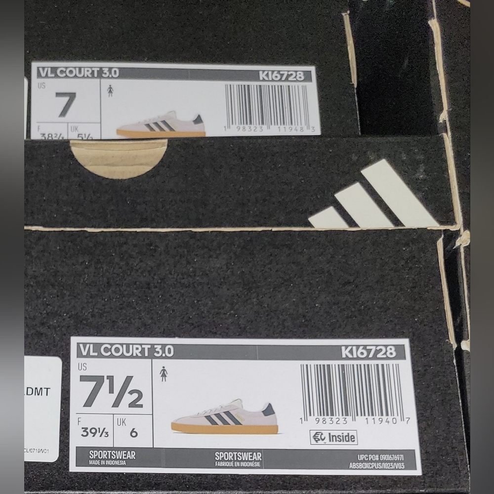 Adidas VL Court 3.0 Womens Shoes Cream White Core Black Gold Metallic NIB Casual - Picture 10 of 13
